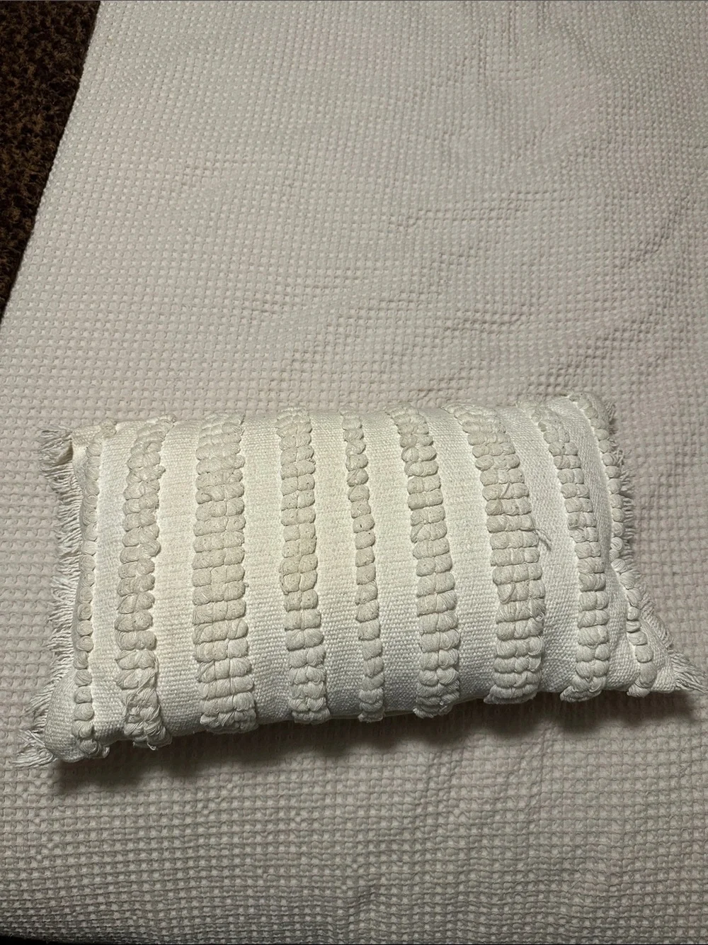 Pier 1 Striped Ivory Textured Accent Pillow - Soft Woven Design